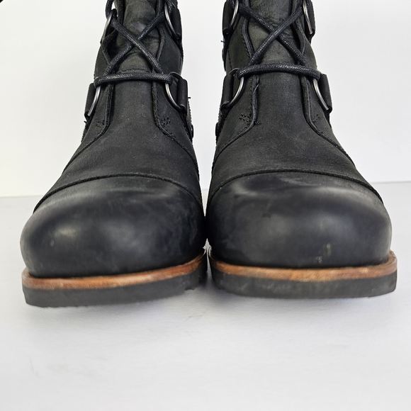 SOREL Joan of Arctic Wedge Lace Up Leather Boots 8.5 Black - Picture 9 of 12